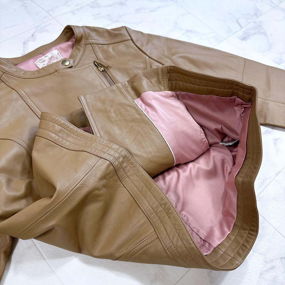 ローズティアラ 超美品　ラムレザー　ライダースジャケット　46サイズ　ブルゾン