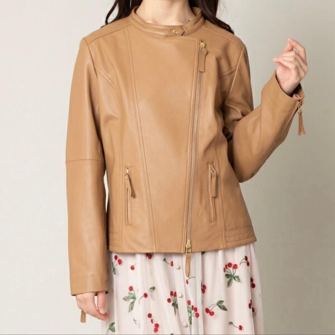 ローズティアラ 超美品　ラムレザー　ライダースジャケット　46サイズ　ブルゾン