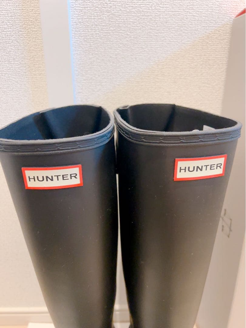美品 HUNTER レインブーツ ブラック バックストラップ付き