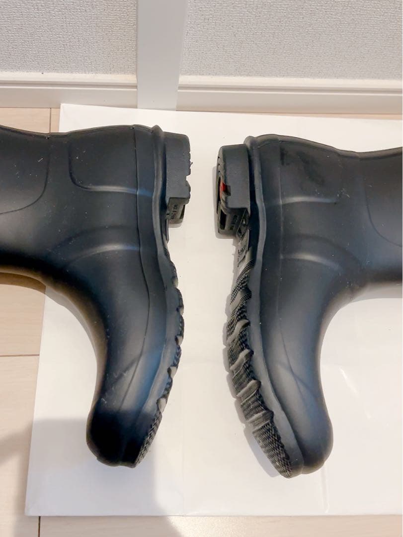 美品 HUNTER レインブーツ ブラック バックストラップ付き
