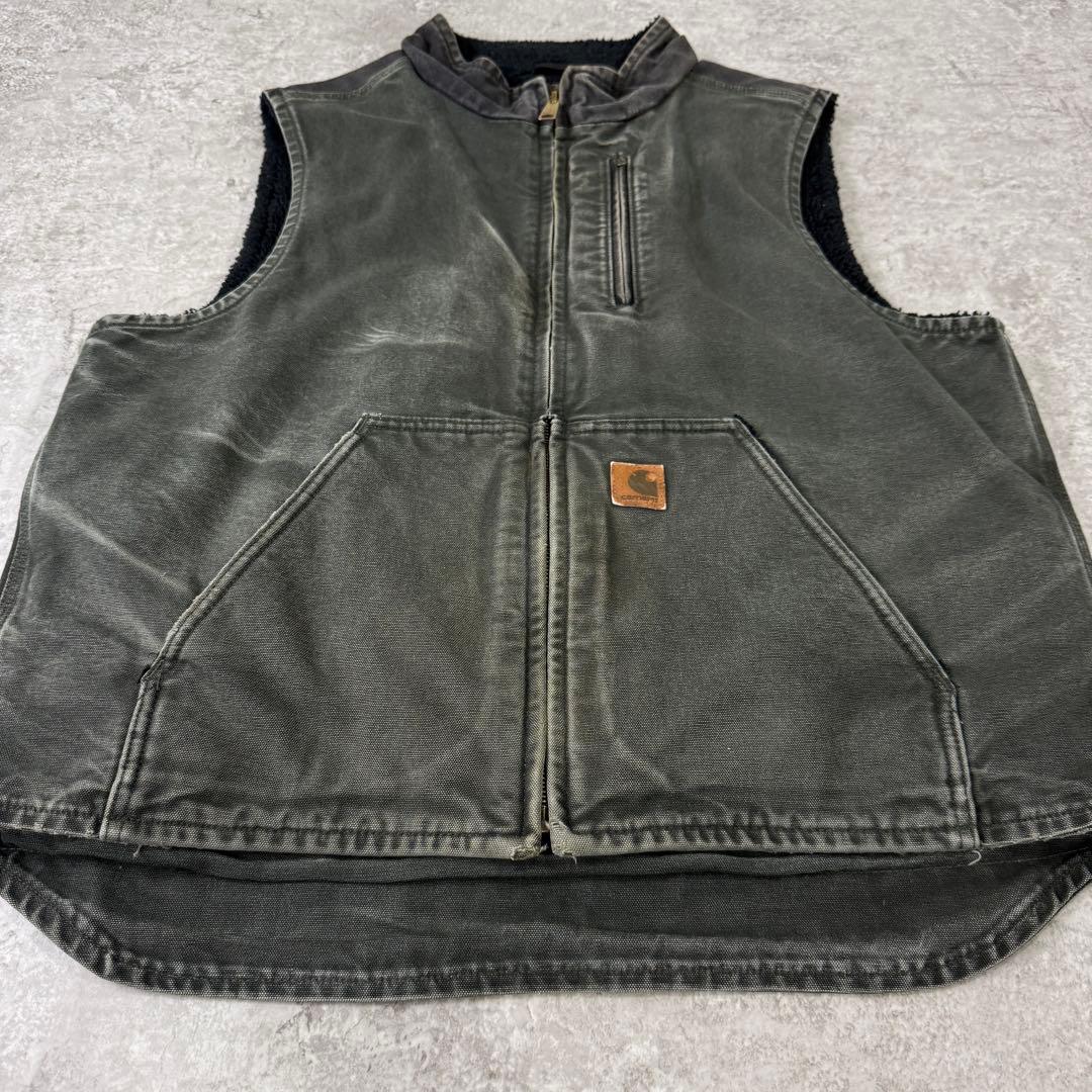 レアカラー■carhartt カーハート【L】ダックベスト モスグリーン 雰囲気