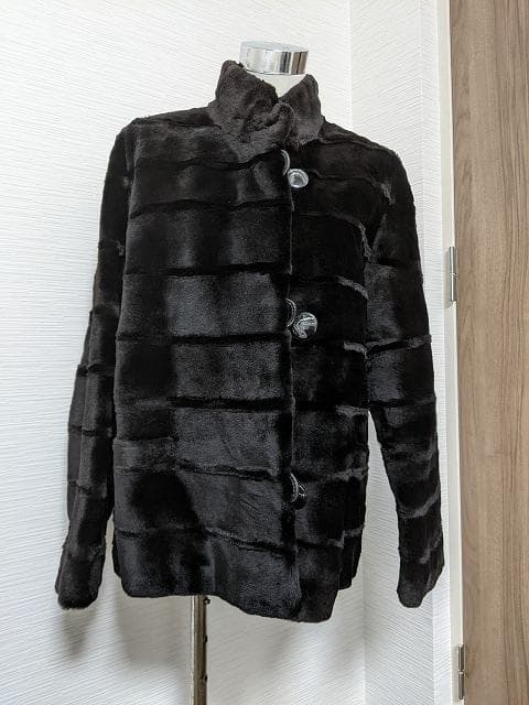 A509　シェアードウィーゼルミンク　毛皮　リバーシブルコート　リアルファー