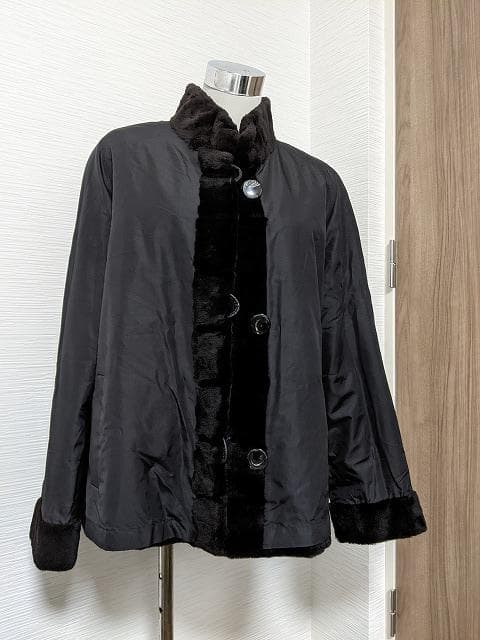 A509　シェアードウィーゼルミンク　毛皮　リバーシブルコート　リアルファー