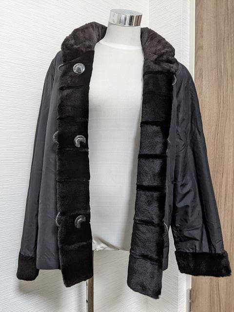 A509　シェアードウィーゼルミンク　毛皮　リバーシブルコート　リアルファー