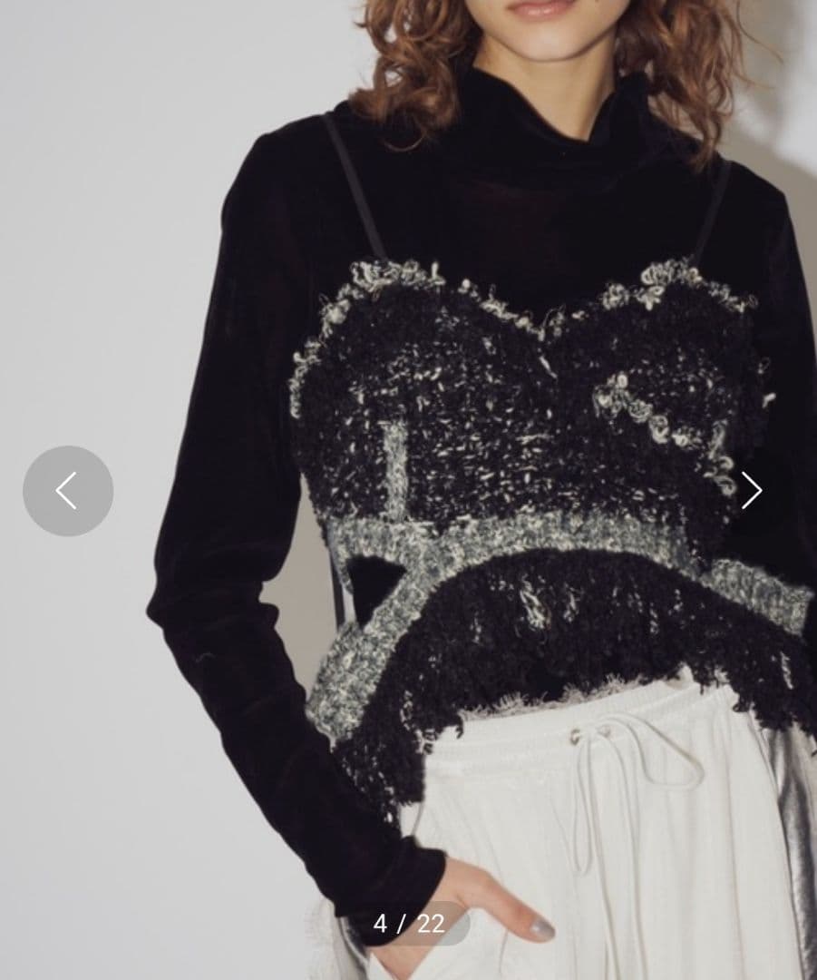 LA BELLE ETUDE ラベルエチュード　ミックスツイードニットビスチェ黒