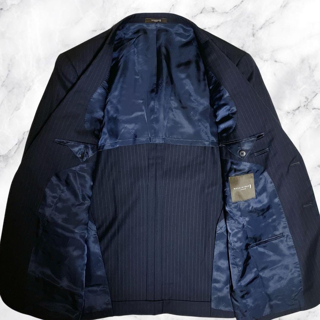 極美品☆マッキントッシュロンドン☆スーツセットアップ☆ストライプ柄☆ネイビー☆L
