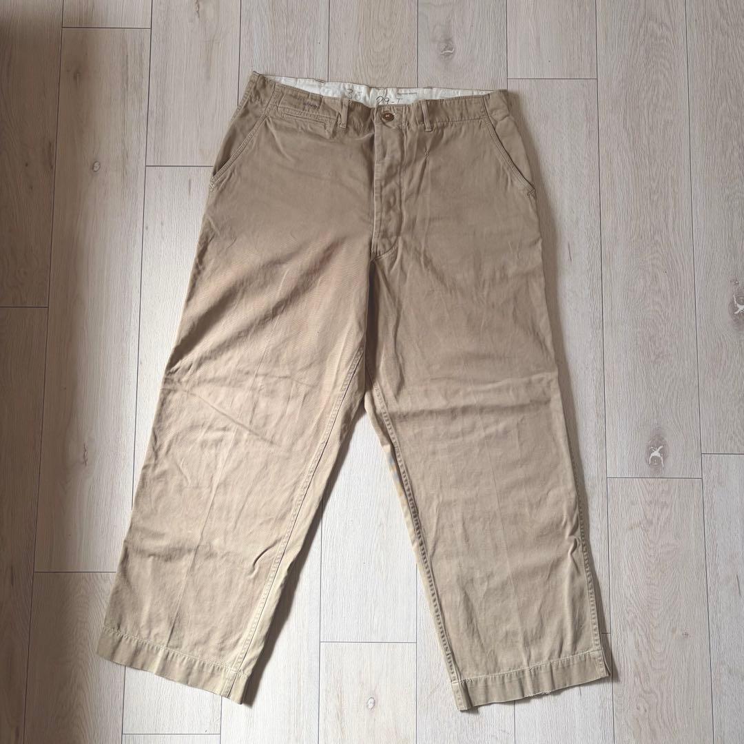 40s USARMY M-45 45カーキ チノ W36L29 両玉縁 巻縫い