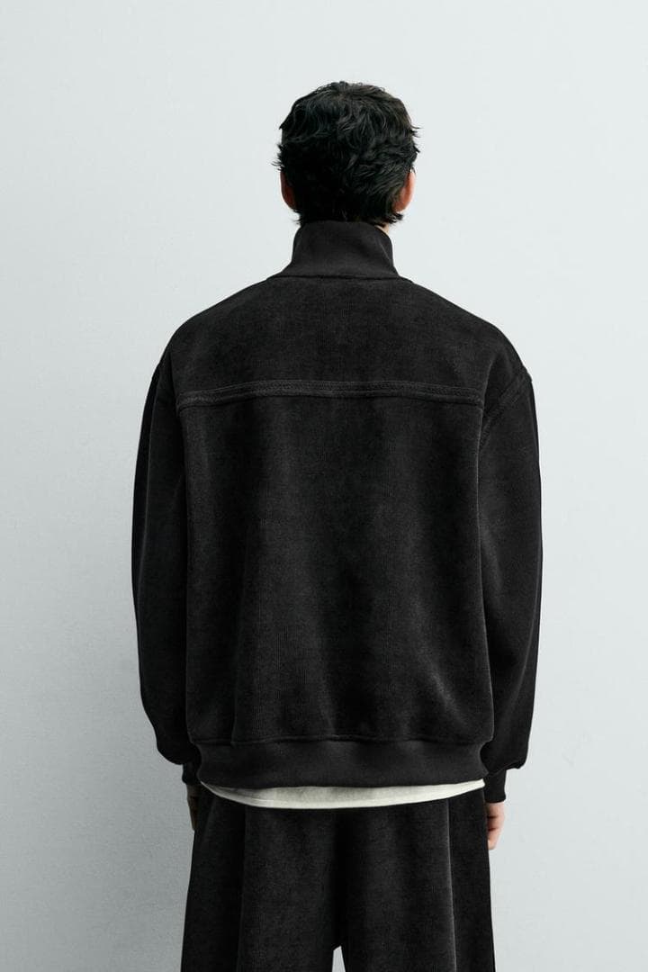 ZARA ザラ コーデュロイジップネック スウェットシャツ M