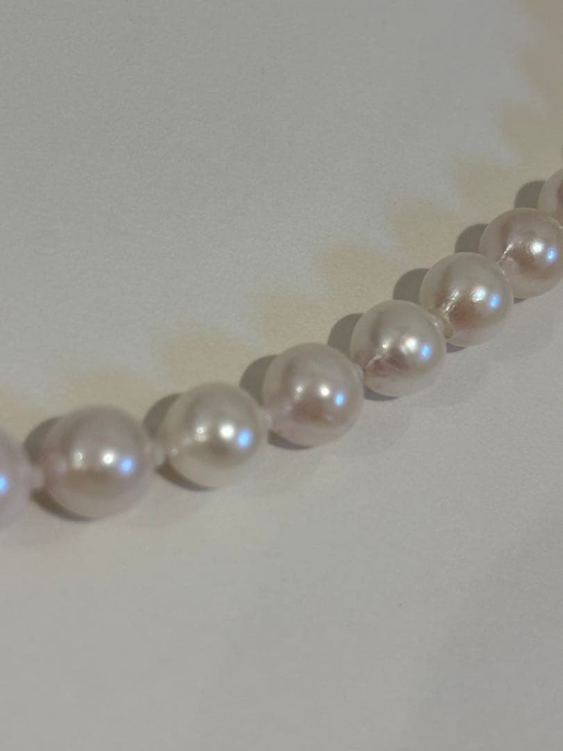 【美品】天然ホワイトパール ロングネックレス イヤリングセット