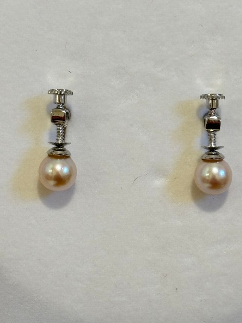 【美品】天然ホワイトパール ロングネックレス イヤリングセット