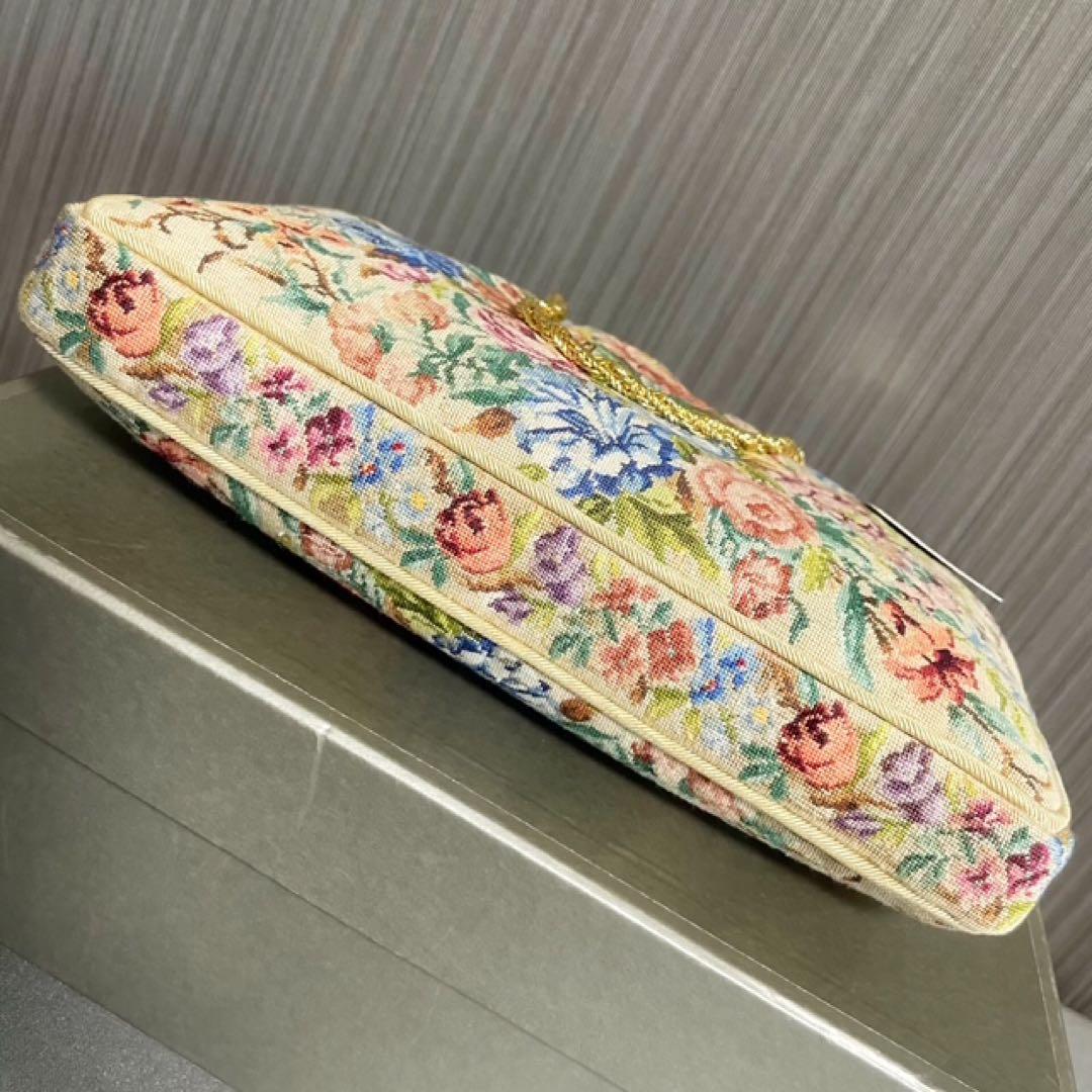 新品・プチポワン・久家道子・花柄刺繍・ゴブラン・パーティーバッグ・ハンドバック