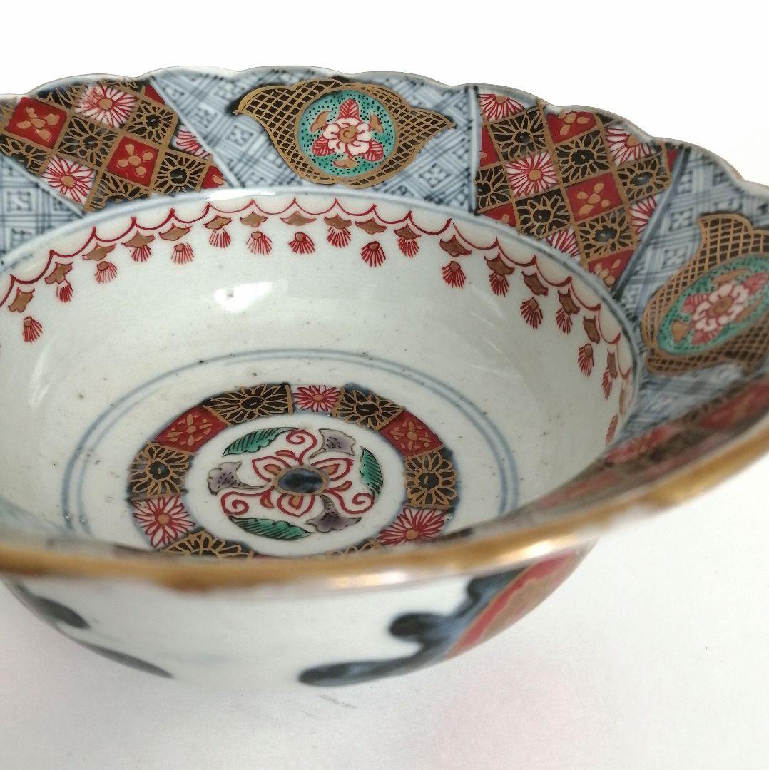 金継ぎ用　古伊万里　色絵　赤玉　３客セット