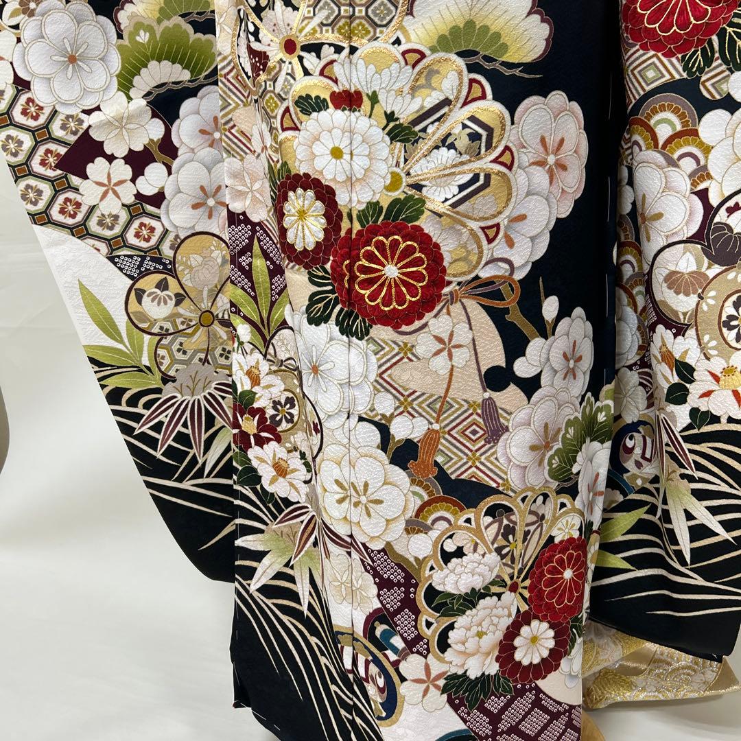 紺地の上品な松竹梅の古典振袖フルセット