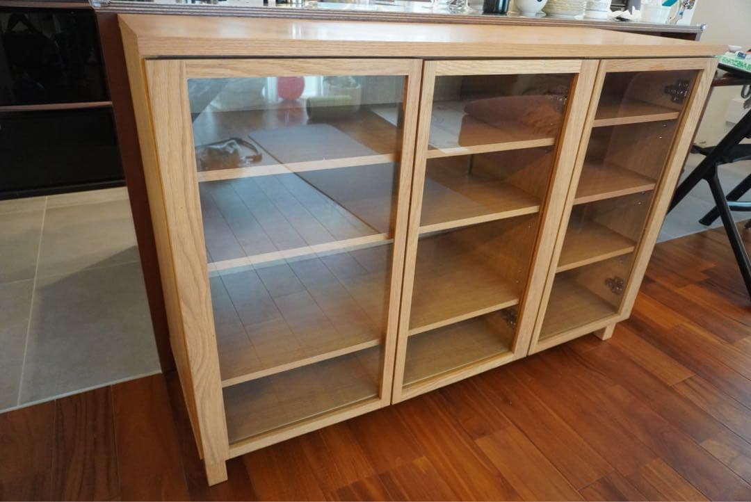 こゆき！！【廃盤希少】無印 オーク材キャビネット・大・ガラス扉(送料込み)