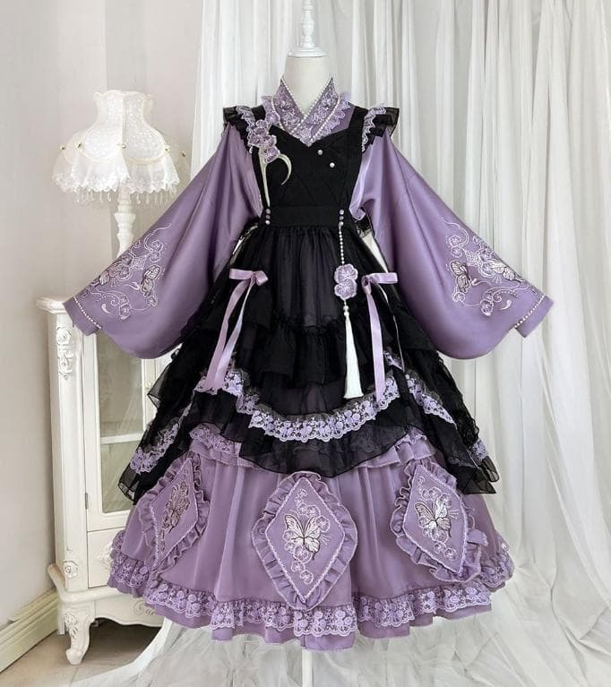 e*o様 パープルｘブラック　ロリータ　和ロリ　セットアップ　Lサイズ