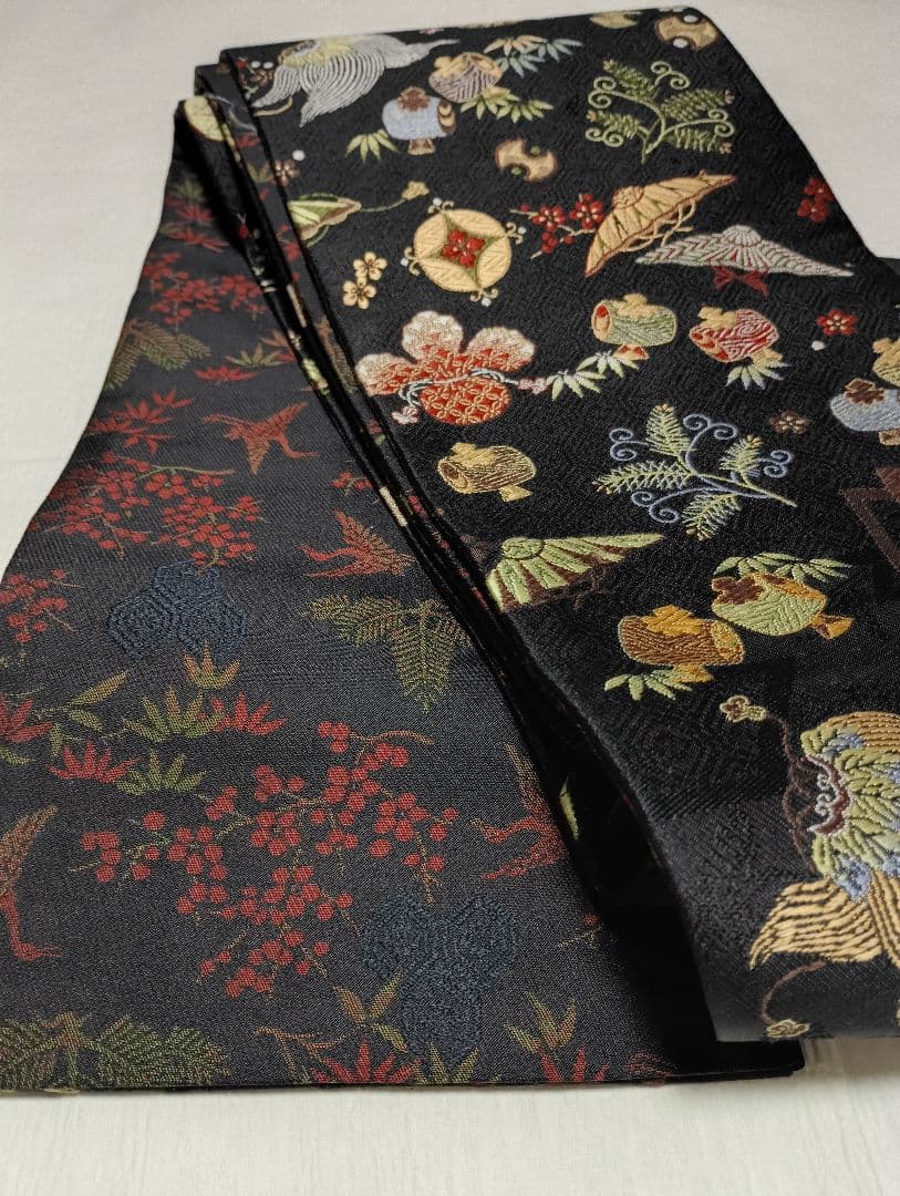 半幅帯　宝尽くし　 伝統工芸士　新井寛謹製