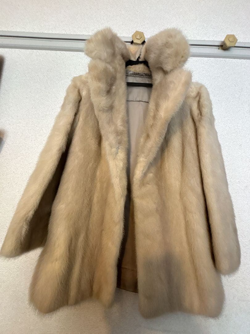 本物毛皮 リアルファーコート 天然毛皮 ラビット系 茶系 ボリューム◎