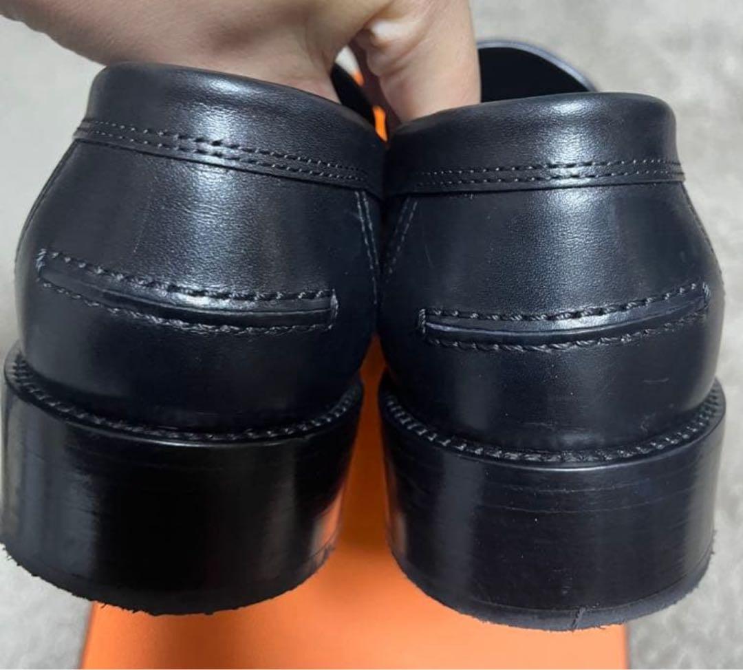 エルメス　モカシン　ホット　黒　ローファー　ケリーバックル　シルバー　美品37