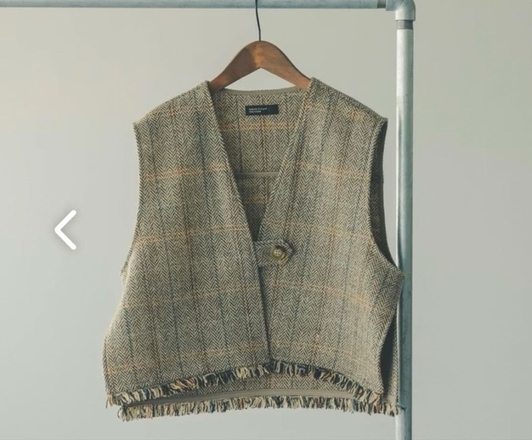 【新品 未開封】ヘリンボーン柄のウールベスト / よしいちひろさんコラボ