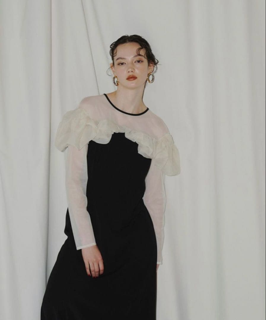 ANDRESD frills flare dress ドレス　ブラック