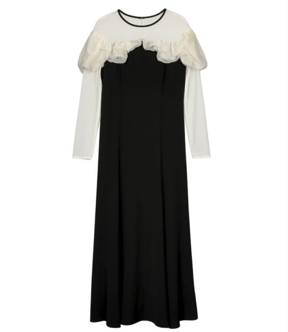 ANDRESD frills flare dress ドレス　ブラック