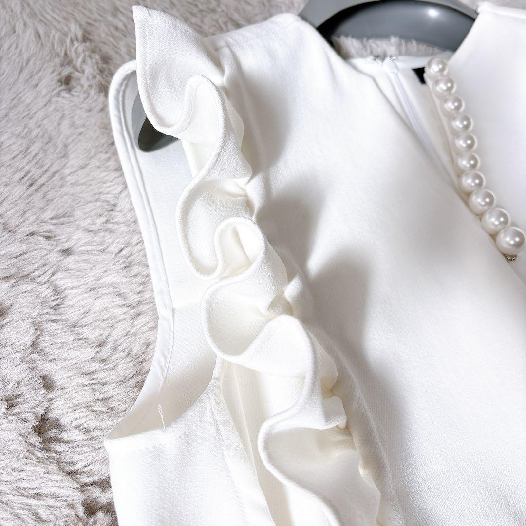 美品✨23ss YOKO CHAN フリルトリムパールトップス　ノースリーブ