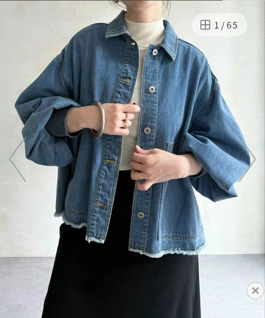 新品★ビアズリー パフ袖デニムジャケット<FRIPIER>