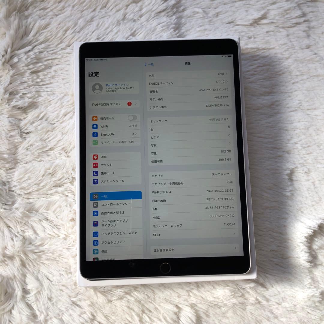 【完動品】iPad Pro 10.5 512GB SIMフリー【すぐ発送】