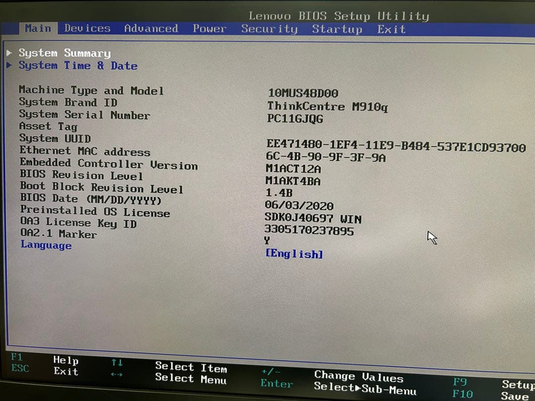 ミニPC Lenovo ThinkCentre M910q