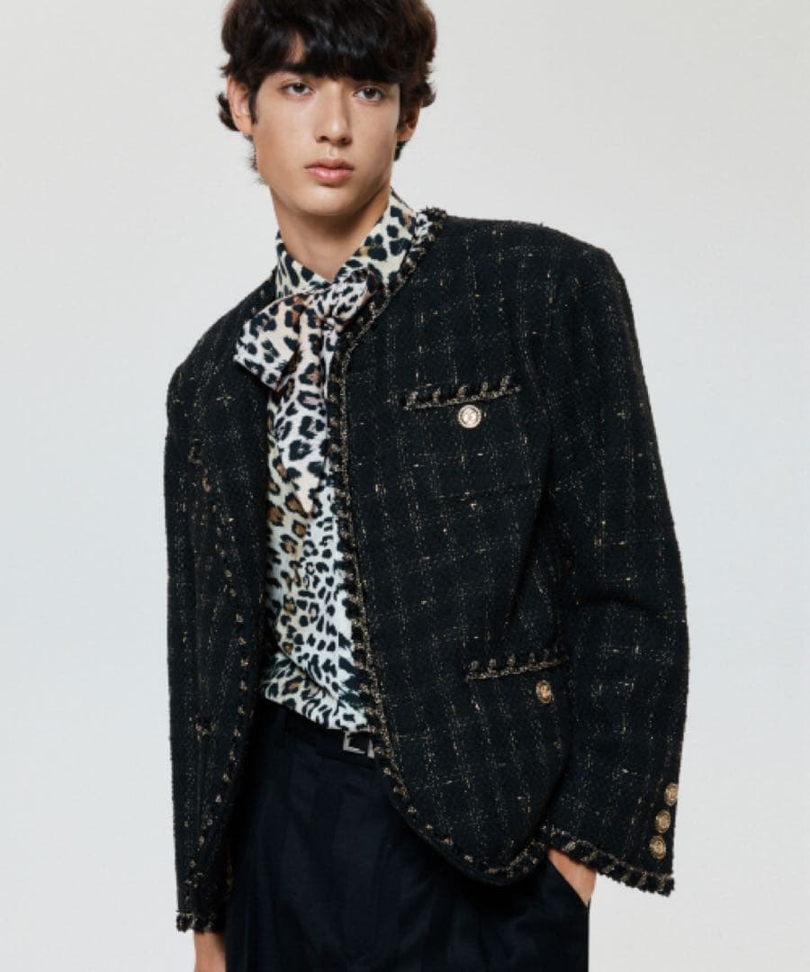 UNTAGE ツイード　ジャケット　ブラック、ゴールド　韓国