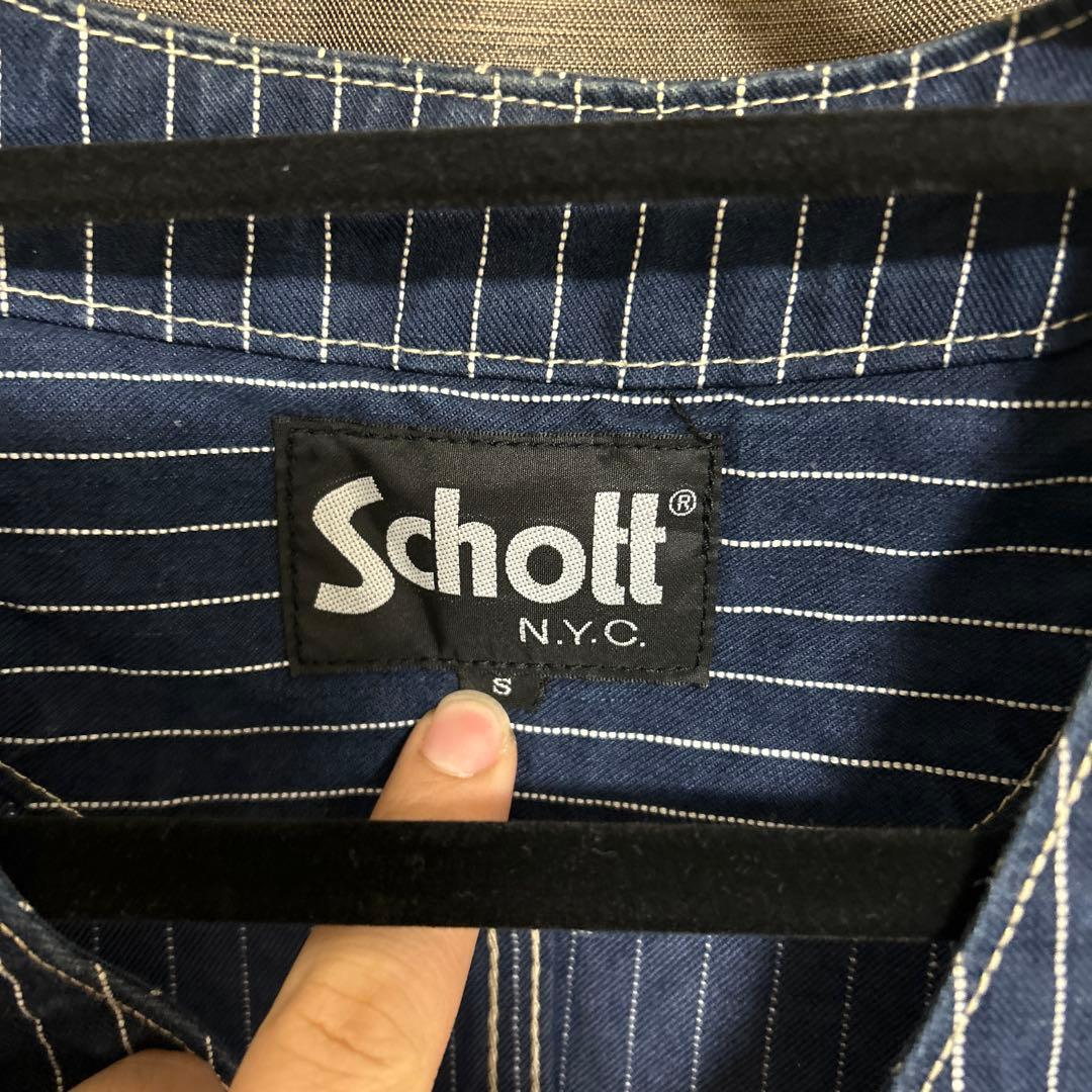 最終値下げ SCHOTT オールドヒッコリーデニムベスト　Sサイズ　ヒンチバック