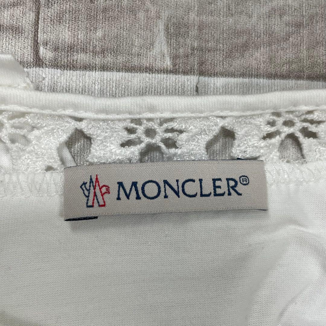 【美品】モンクレール★レース刺繍　ロゴワッペン　Tシャツ　Aライン　ホワイト　M