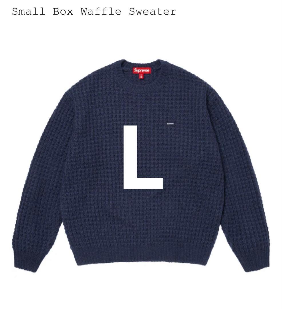 supreme small box waffle sweater L ネイビー