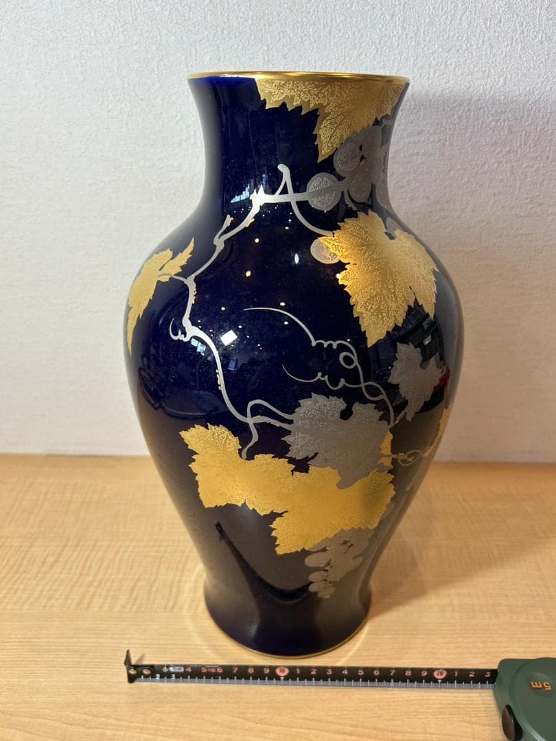 大倉陶園 花瓶 瑠璃金蝕葡萄 36cm OKURA CHINA 箱付 自宅保管