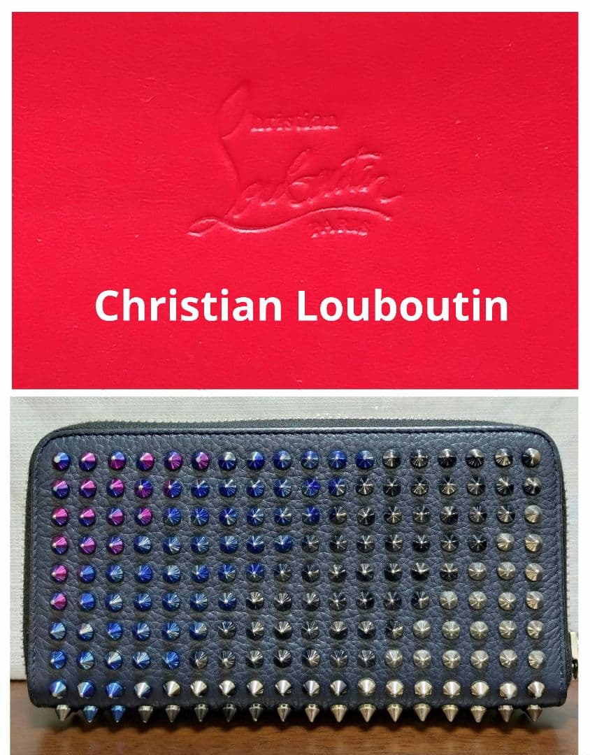 【Christian Louboutin】 スパイクスタッズ 長財布 ファスナー