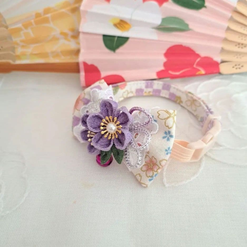 プッチ、幅広シュシュ、スノーフレーク(淡ブルー)わんちゃん猫ちゃん用