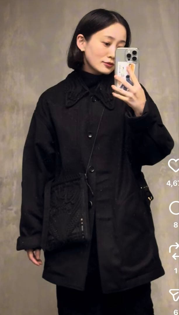 mame kurogouchi コード刺繍　デニムジャケット　ブラック