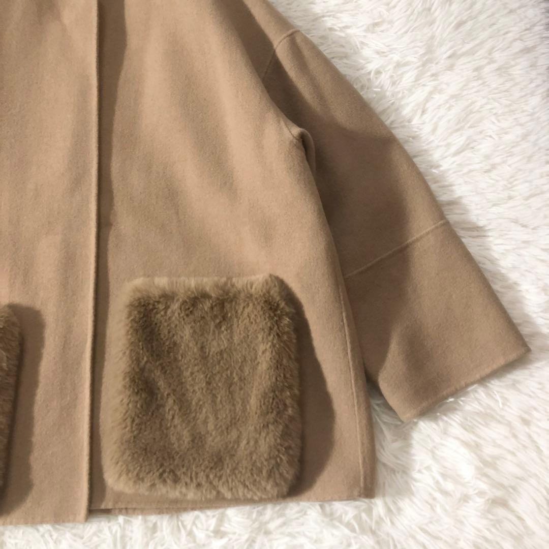 大人気 ミラオーウェン ファーポケット リバーコート 2way ノーカラー