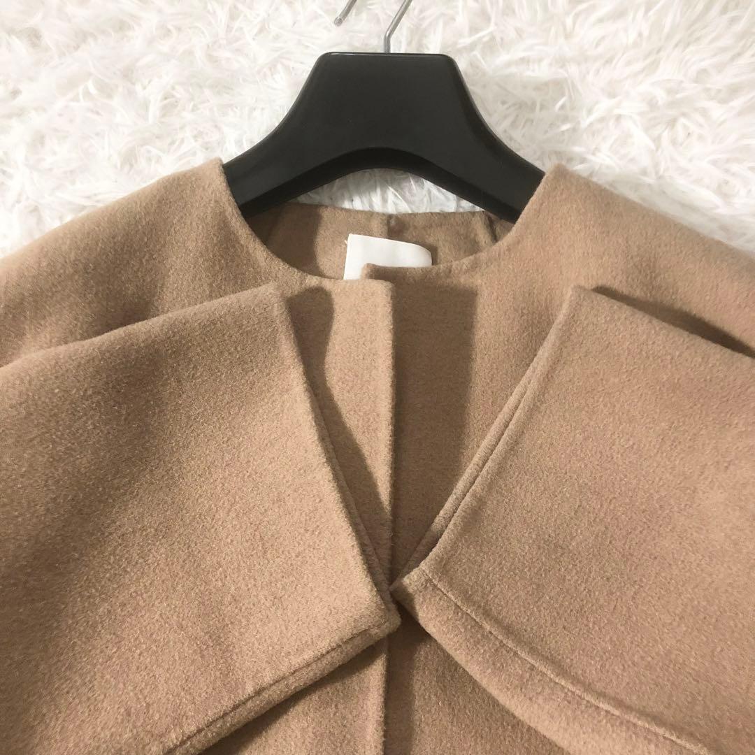 大人気 ミラオーウェン ファーポケット リバーコート 2way ノーカラー