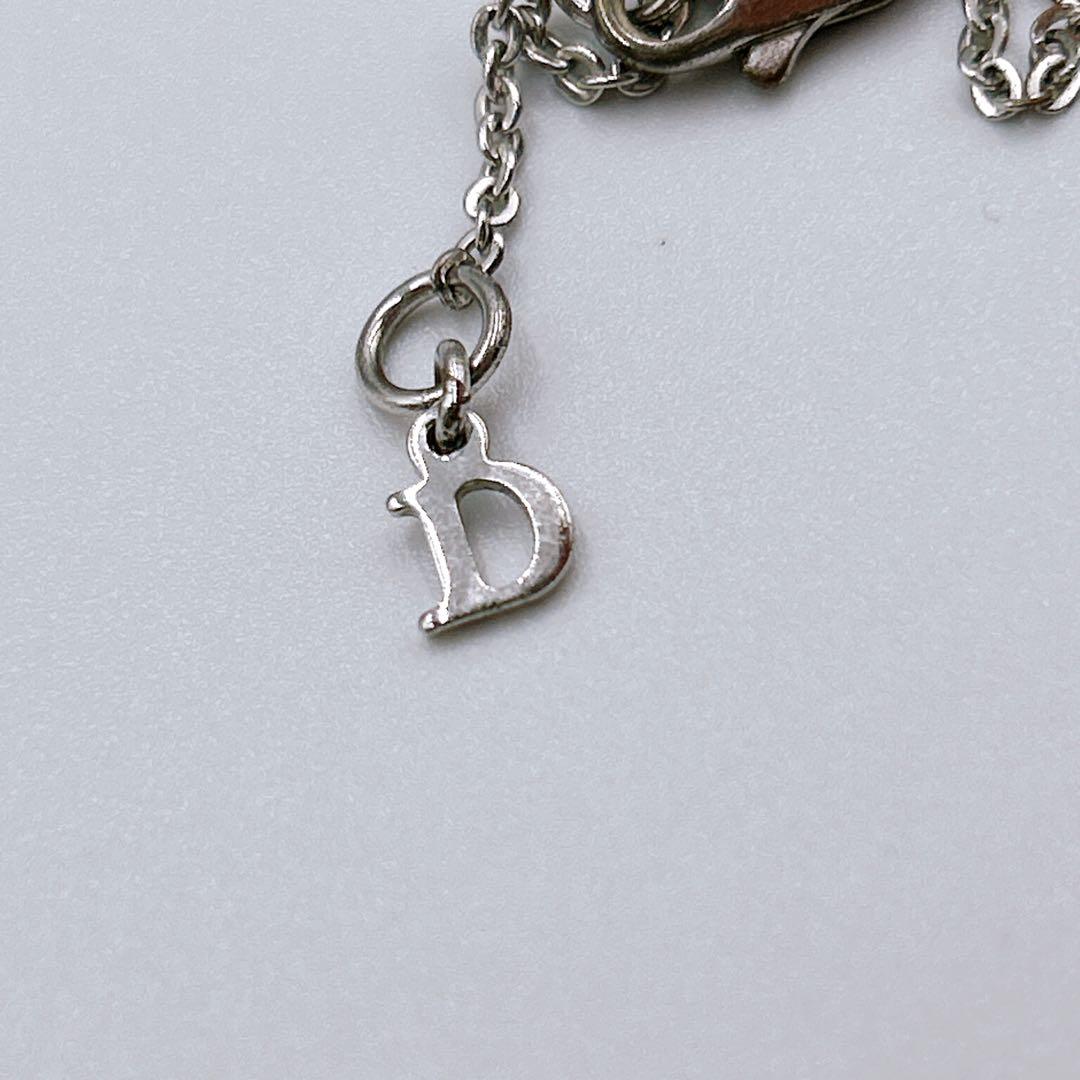 【Christian Dior】 ロゴ ラインストーン ネックレス シルバー