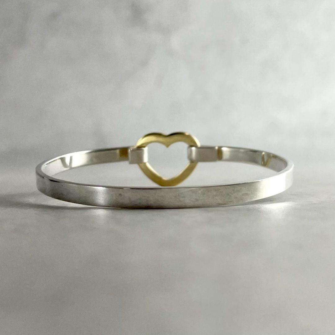 美品 ティファニー バングル ブレスレット 750 925 コンビ ハート 箱付