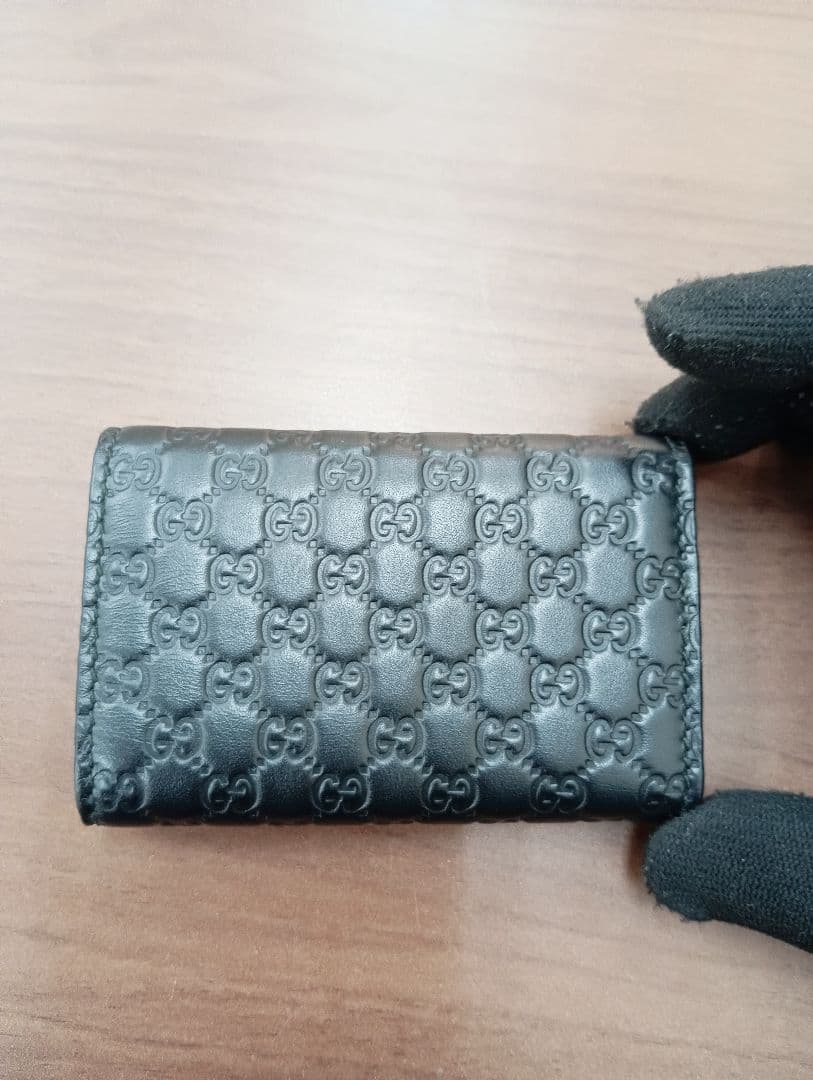 ほぼ未使用　GUCCI マイクロGG ブラックレザー キーケース 150402