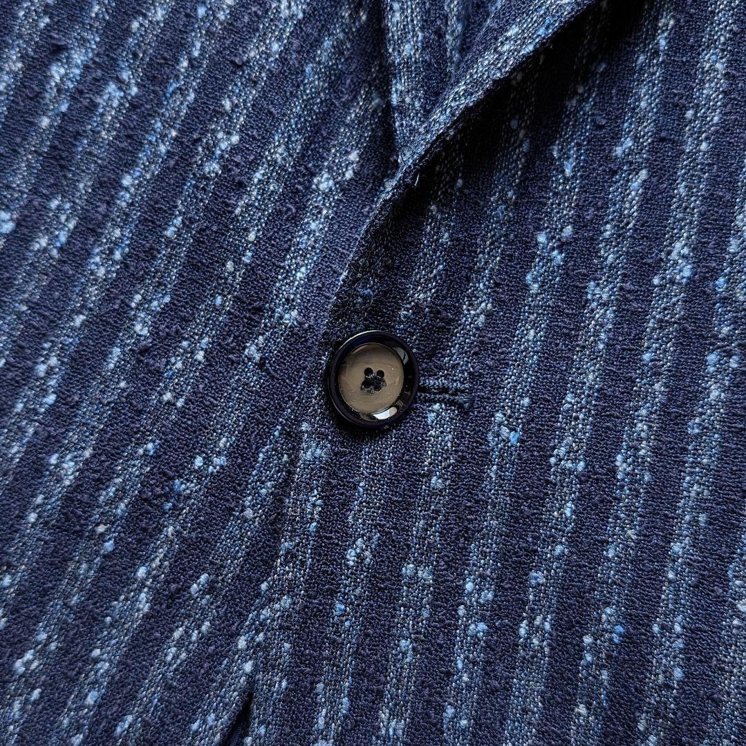 TAGLIATORE MONTECARLO リネン ネイビー ストライプ ネップ