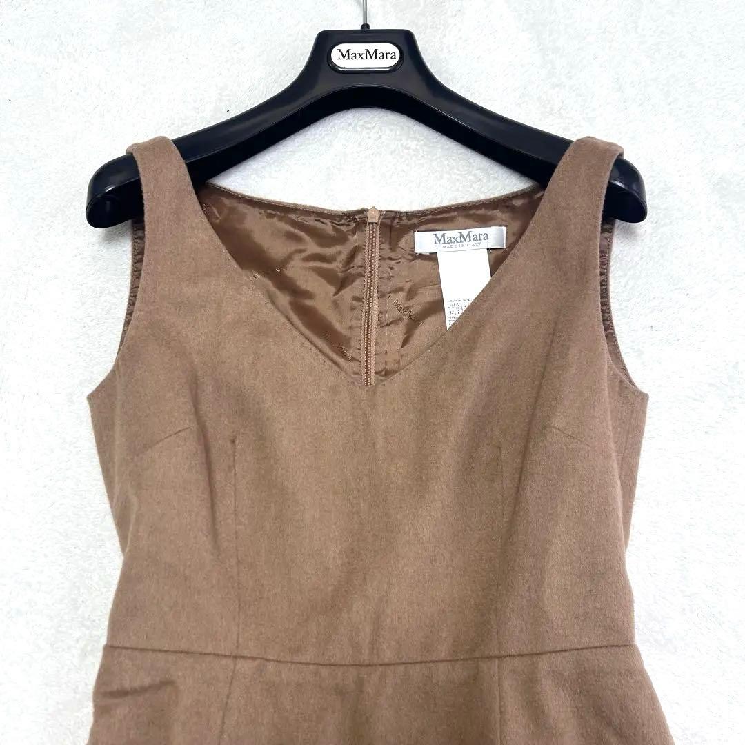 キャメル100%✨美品✨高級白タグ　マックスマーラ　裏地あり　キャメルワンピース