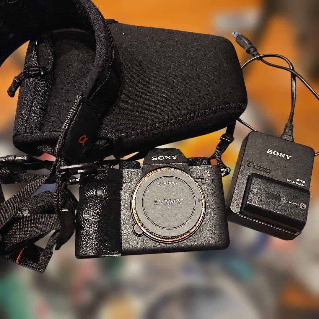 (良品) ILCE-9M2 α9Ⅱボディ 斜め掛けストラップ&カメラカバー付