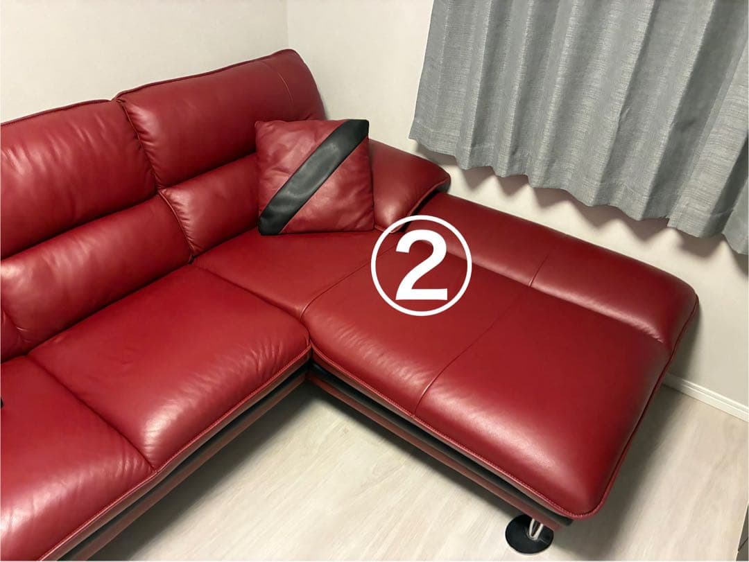 極美品　【セット販売②】 ニトリ　ロゾ４　カウチソファ　レッド