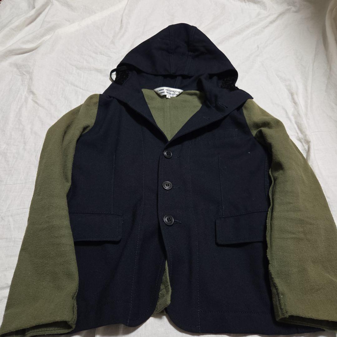 ​コムデギャルソン AD2010 フーデッドカバーオール 異素材 切替 ベロア