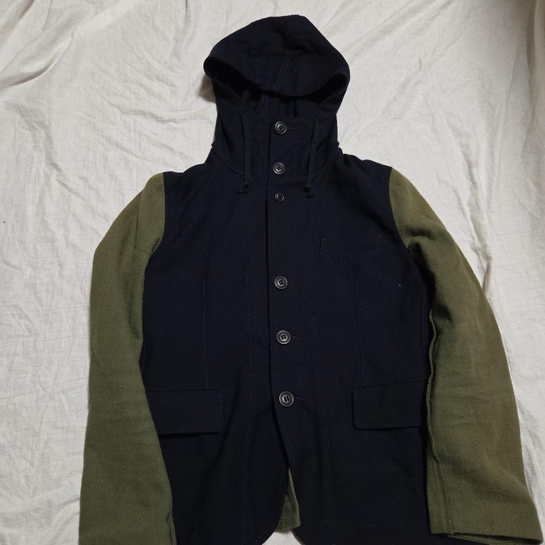 ​コムデギャルソン AD2010 フーデッドカバーオール 異素材 切替 ベロア