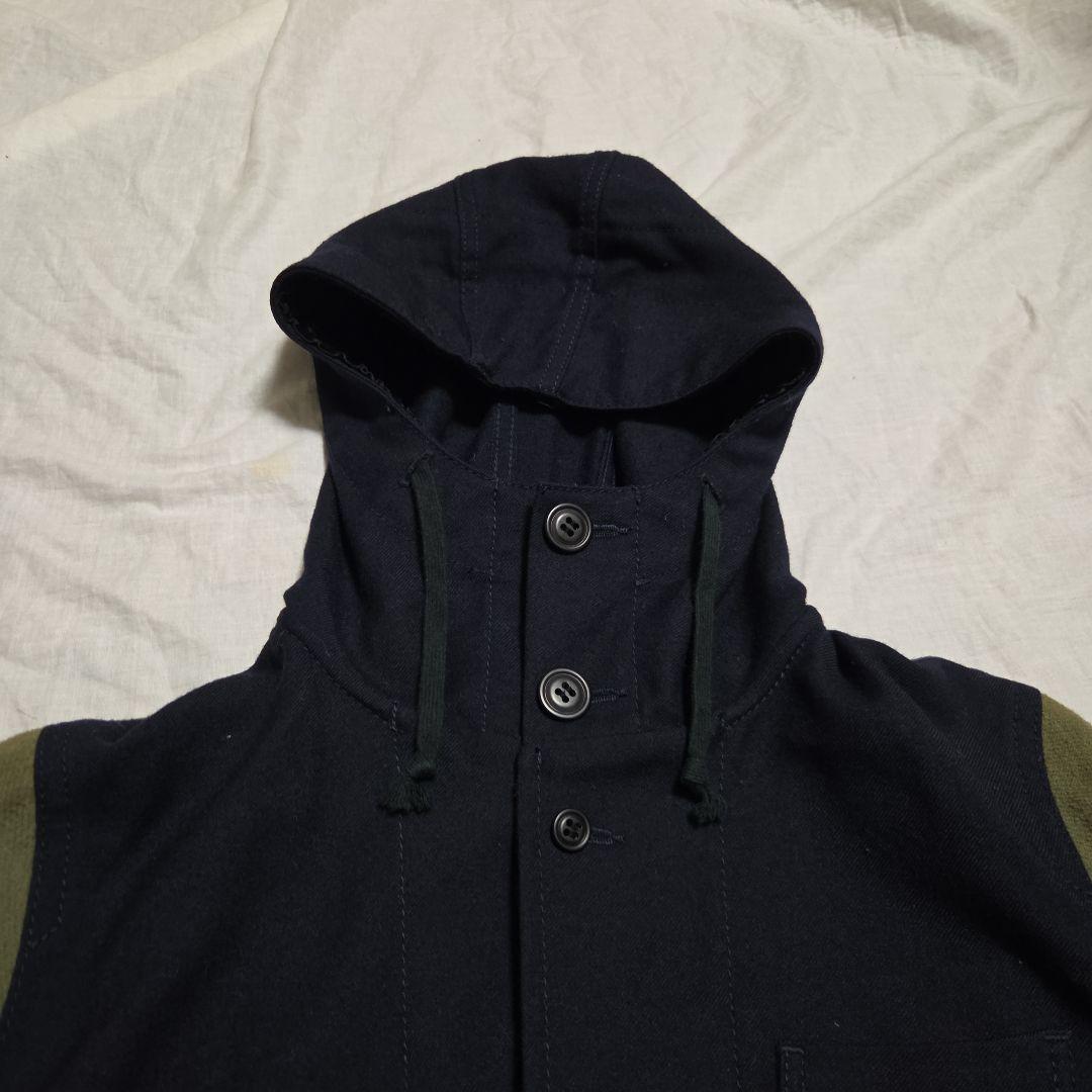 ​コムデギャルソン AD2010 フーデッドカバーオール 異素材 切替 ベロア