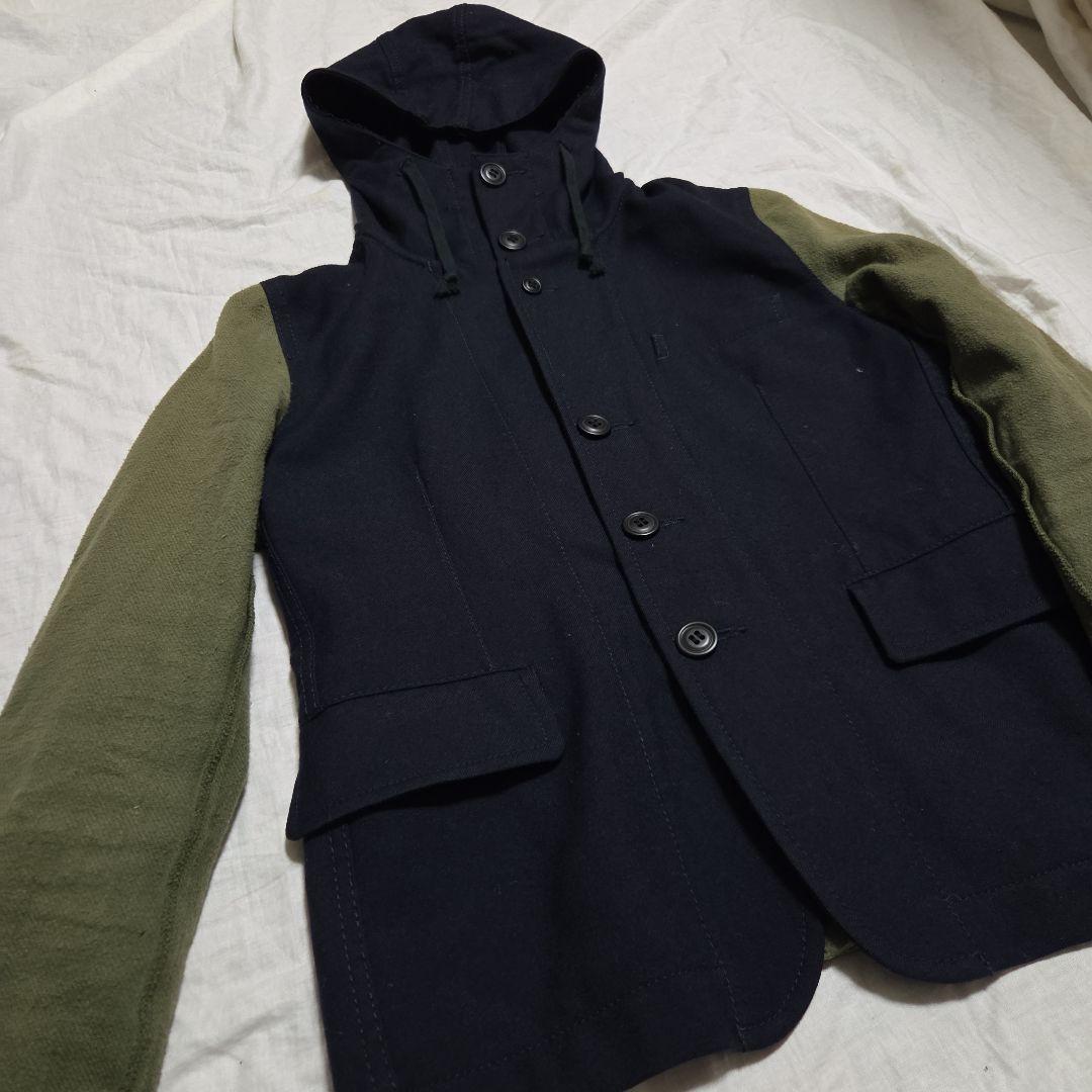 ​コムデギャルソン AD2010 フーデッドカバーオール 異素材 切替 ベロア